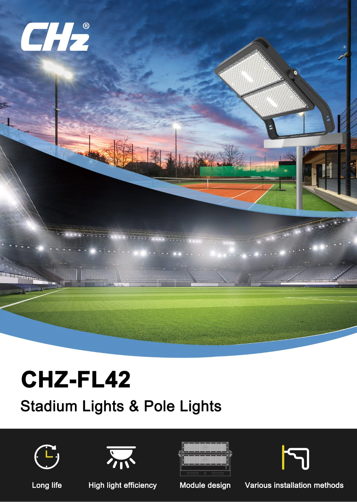 CHZ Lighting high quality led flood lights solution provider for outdoor sports arenas