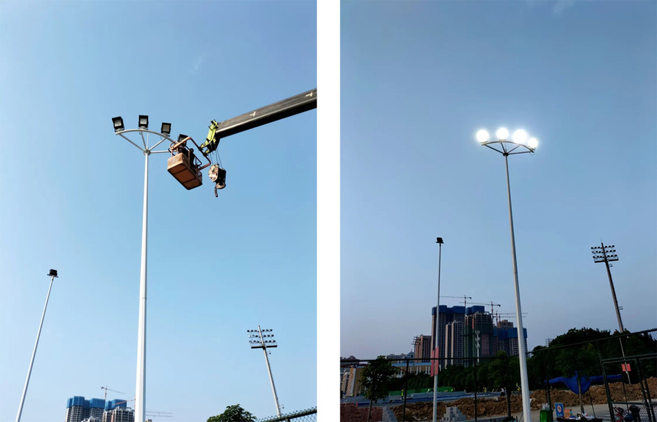 Outdoor Basketball Court Lighting Construction Project led high mast light for Guangxi Nanning Sports Center  |CHZ